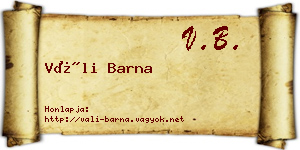 Váli Barna névjegykártya